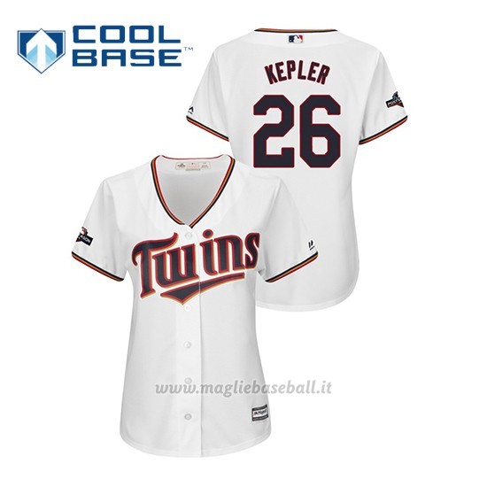 Maglia Baseball Donna Minnesota Twins 26 Max Kepler 2019 Postseason Cool Base Bianco